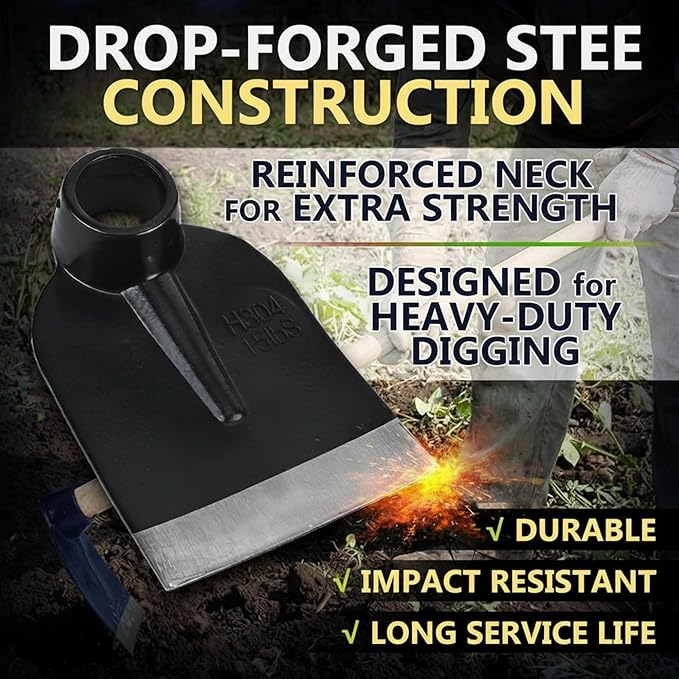 Hoe Head 1.6 lb, 4-1/2" Blade Width, 1-3/4" Diameter Hole, Grub Hoe Head Garden Steel Tool for Tough Soil, Garden Hacking, Landscaping, Farming or Yard Work, No Handle Included(Black,1 Pc)