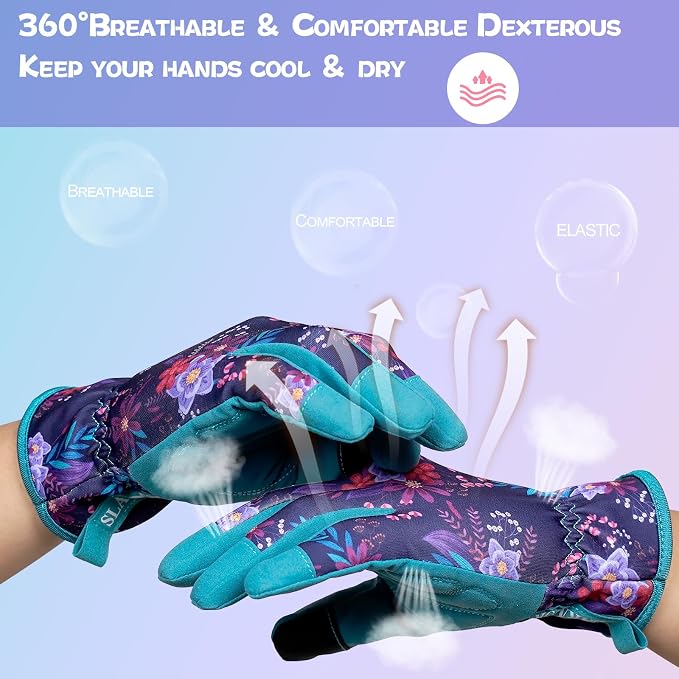 Leather-Gardening-Gloves for Women,Thorn-Proof Work-Gloves for Weeding,Digging,Planting,Pruning Yard garden Gloves