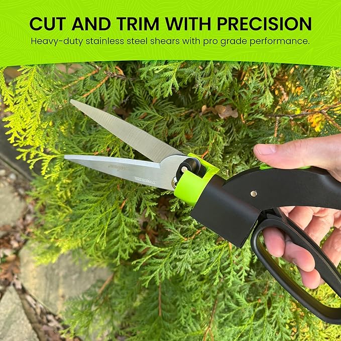 Garden Guru Hand Grass Clipper Scissors 360 Degree Rotatable Cutter Head - Ultra Sharp Stainless Steel Grass Shears - Comfort Grip Handles - Perfect for Edging Lawn, Trimming Shrubs & Flowers (4 Pack)