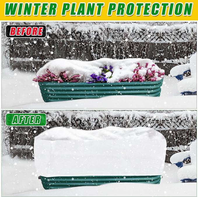 Plant Covers Freeze Protection 4.6 x 2.3 x 1.5FT Rectangular Plant Cover for Winter, 2 Pcs Frost Cloth for Outdoor Plants Raised Garden Bed Cover, Winter Frost Blanket with Insulated Liner Drawstring