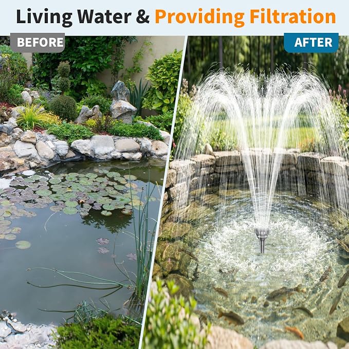 Antfraer 120W Solar Pond Filter with Water Pump, 1600GPH Solar Pond Filter with 3-Stage Filtration, Pond Filter Box with Filter Medias for Outdoor Ponds Fish Tank Waterfall Water Features
