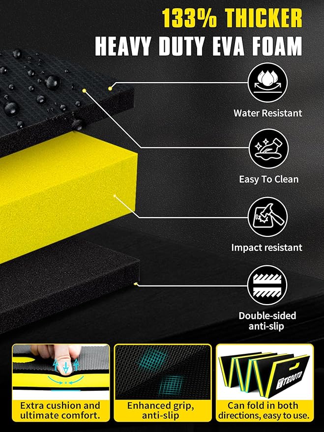 1.2" Extra Thick Foldable Mechanic Kneeling Pad with Handle & Storage Belt, 5 Fold Multi-Use Comfortable EVA Foam Cushion Mat for Workshop,Repairing,Gardening,Yardwork,Camping,Fitness,47.3x17.3x1.2"