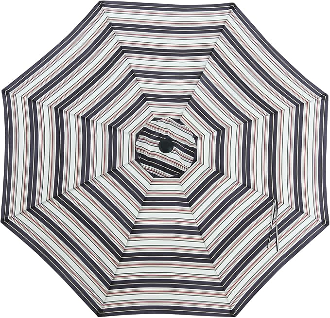 MASTERCANOPY Patio Umbrella 10 ft Replacement Canopy for 8 Ribs-Black and Red stripe Canopy Only
