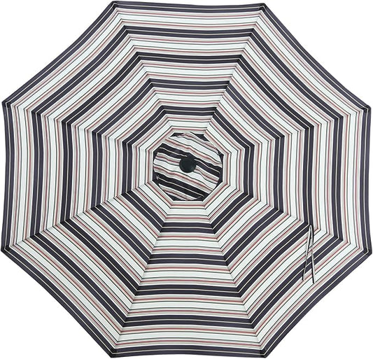 MASTERCANOPY Patio Umbrella 10 ft Replacement Canopy for 8 Ribs-Black and Red stripe Canopy Only
