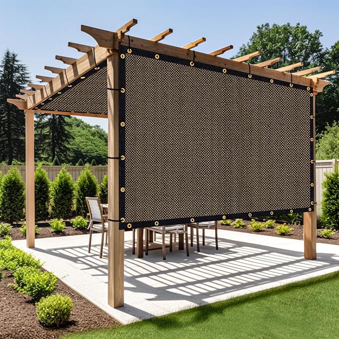 Shade&Beyond Customized Size 9' X 13' Shade Cloth with Grommets, 90% UV Protection UV Protection Mesh Tarp Sun Screens for Patio GN01, Mocha