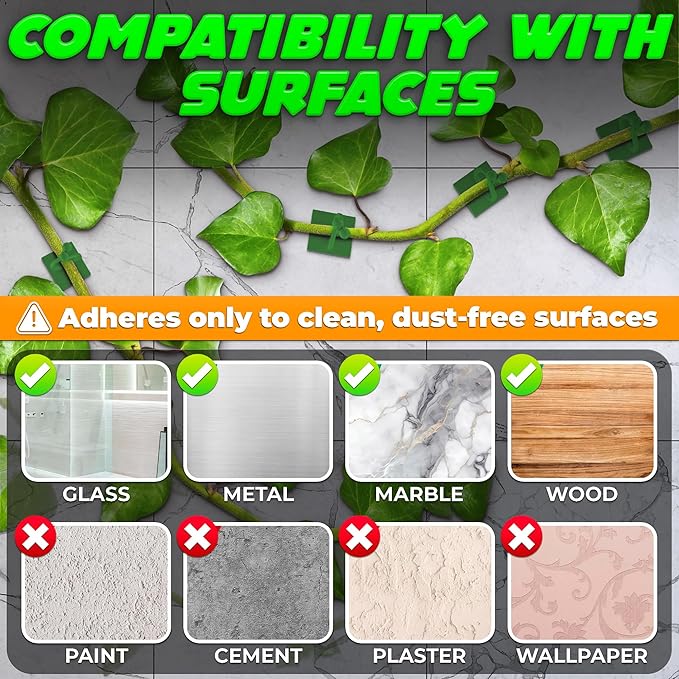 110 Pcs Wall Plant Clips for Climbing Plants - Self-Adhesive Climbing Plant Wall Clips for Vines and Cords Organization - 40 Small, 40 Medium, and 30 Large Sizes in One Set, for Indoor and Outdoor Use