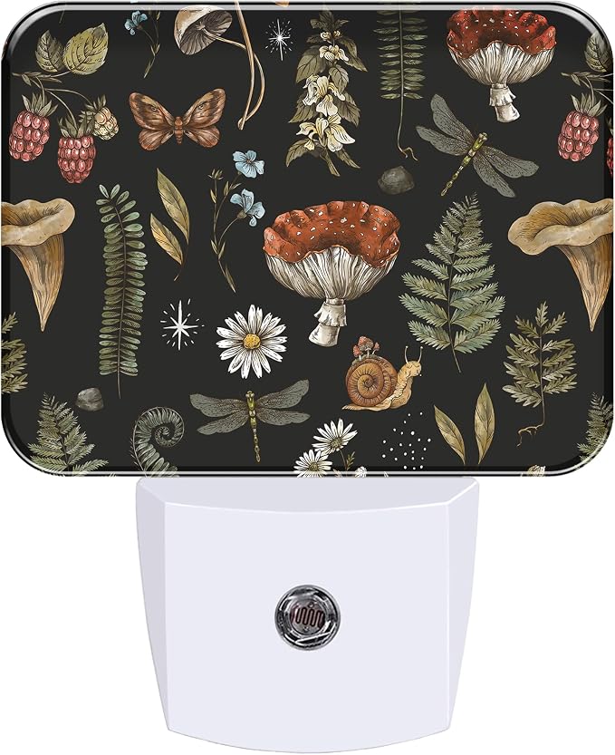 Night Light Forest Plants Witchcraft Plug-in Wall LED Night Lamp with Dusk-to-Dawn Smart Sensor Lamp for Adult Bedroom Living Room Hallway Kitchen