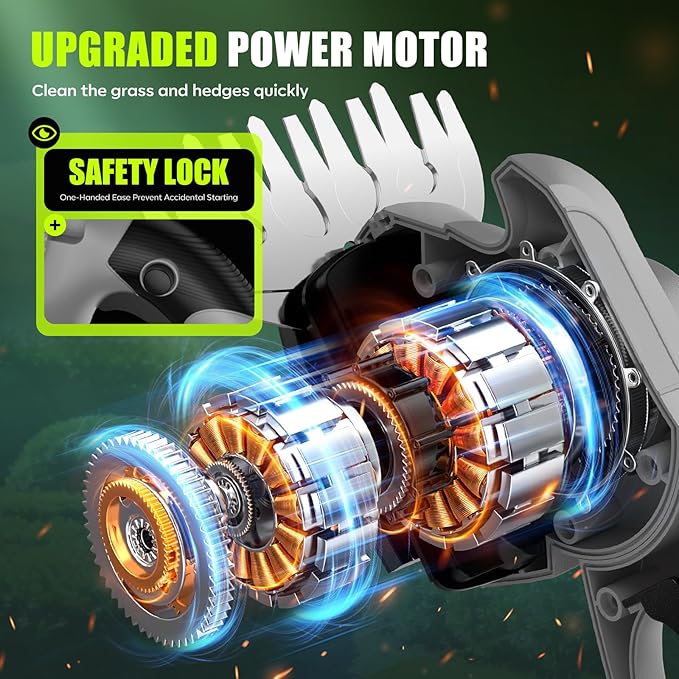 2-in-1 600W Cordless Hedge Trimmer, 21V Battery Operated Trimmer for Bush & Grass, Lightweight Garden Trimmer for Home Use