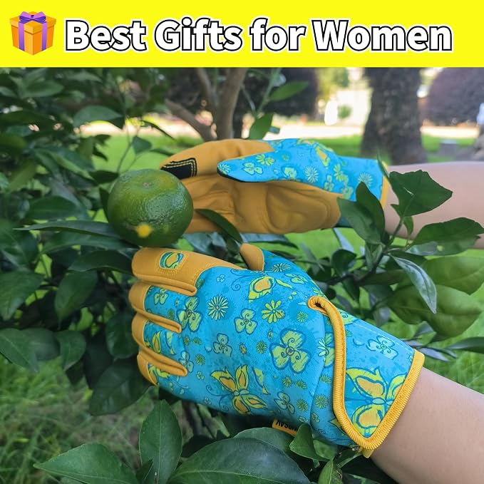 Gardening Gloves,Women Yard Work Garden Glove,Gifts | Thorn Proof,Puncture Resistant,Touchscreen,Gift,Leather,Spandex