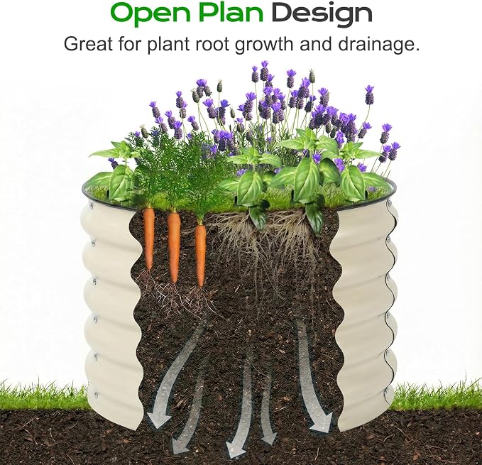 Aoodor 17" Tall 24" Metal Raised Garden Bed, Outdoor Planter Box and Raised Garden Kit for Vegetables, Flowers, and Herbs, Beige