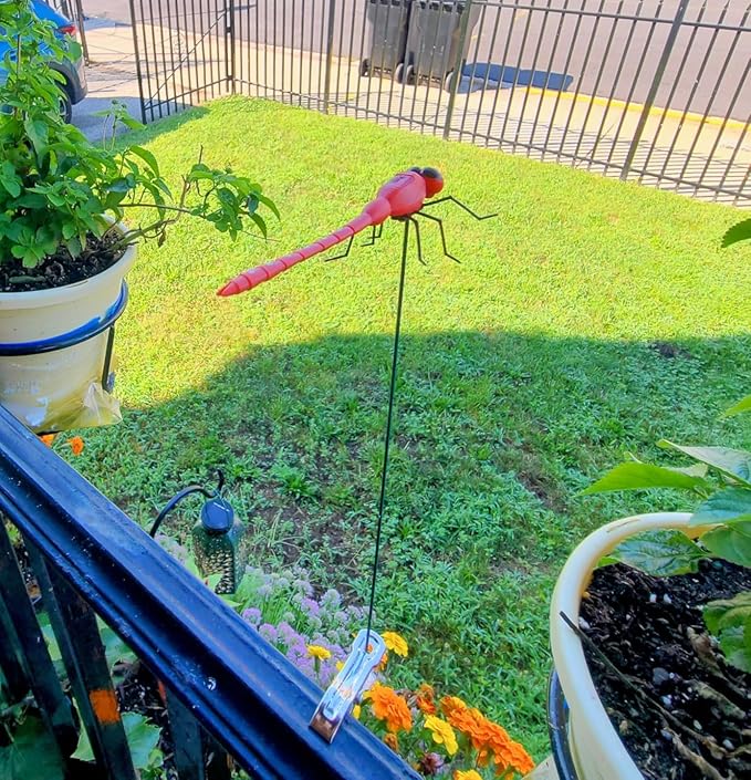 8 Pack Dragonfly Clips, 3D Simulation Fake Dragonflies Decoration for Garden Stakes, Yard Ornaments, Hat, Deer, Horse, Indoor and Outdoor