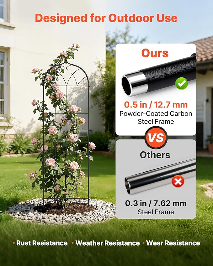 VEVOR 6 Packs Metal Garden Trellis for Climbing Plants Outdoor 71x20in, Rustproof Plant Tall Trellis for Rose Vine Flowers and Vegetables