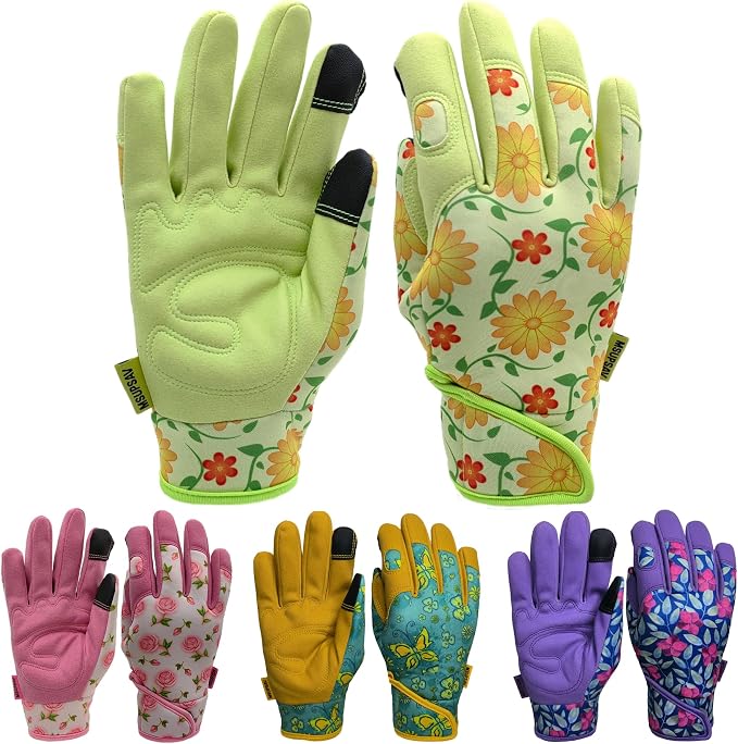 Gardening Gloves,Women Yard Work Garden Glove,Gifts | Thorn Proof,Puncture Resistant,Touchscreen,Gift,Leather,Spandex