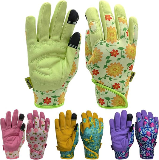 Gardening Gloves,Women Yard Work Garden Glove,Gifts | Thorn Proof,Puncture Resistant,Touchscreen,Gift,Leather,Spandex