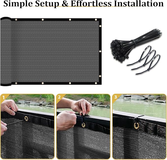 Shade&Beyond 4' X 50' Fence Privacy Screen Heavy Duty 170 GSM Fencing Mesh Shade Net Cover for Wall Garden Back Yard Outdoor Home Decoration, Dark Gray
