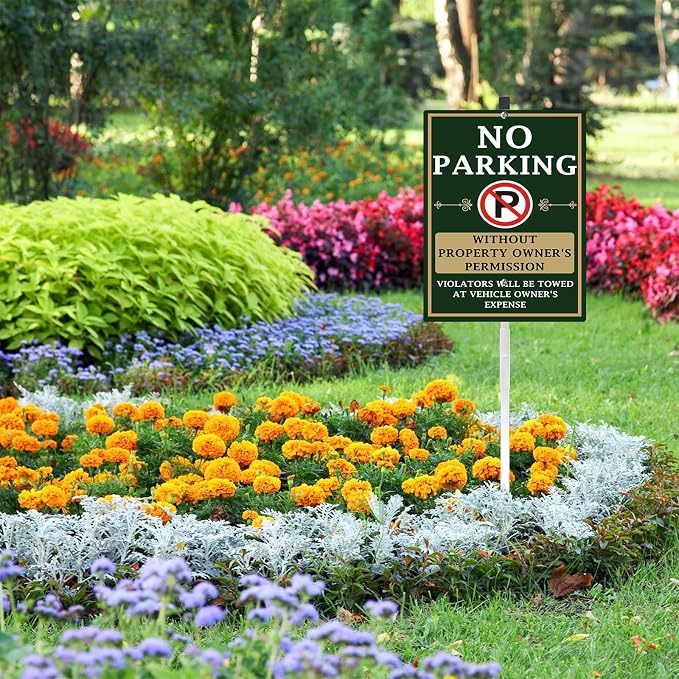 No Parking Yard Sign With Stakes Do Not Park Private Property Reflective Aluminum Yard Signs Rust Free For Lawn Garden Neighborhood (8x12) IN