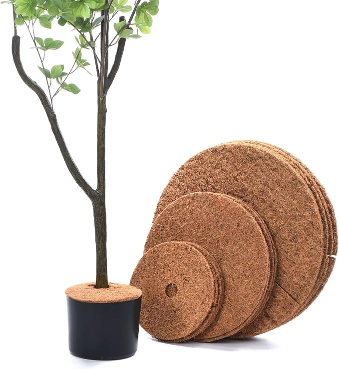 PATIKIL Coconut Fiber Mulch Ring Mat 12 Inch, 5 Pack Y Coco Coir Tree Protector Root Soil Cover for Indoor Outdoor Potted Plants