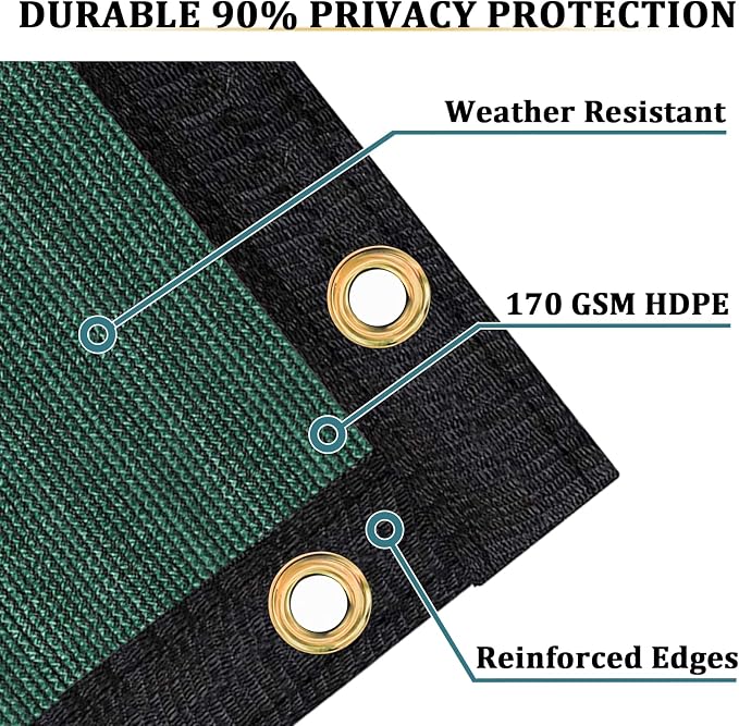 Shade&Beyond 5'x10' Dark Green Privacy Screen Fence Cover 170 GSM Fencing Mesh Fence Panel for Wall Garden Yard Backyard Indoor Outdoor Home Decoration