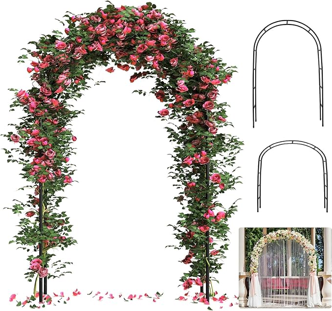 Thickened Tube Garden Arch Trellis, 4.6 * 7.8 or 6.4 * 7.5Ft, Metal Archway Arbor Stable Outdoor Garden Trellis for Climbing Plants, Party Wedding Arch Decoration