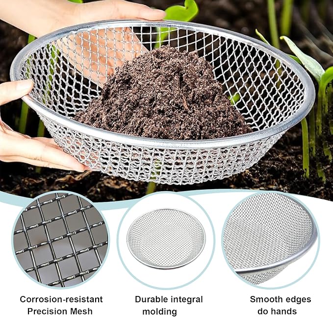 1/8 Inch Soil Sifter for Gardening, Rock Sifter for 5 Gallon Bucket,Compost Sifter Dirt Sifter,Captures Dirt Rocks Sawdust