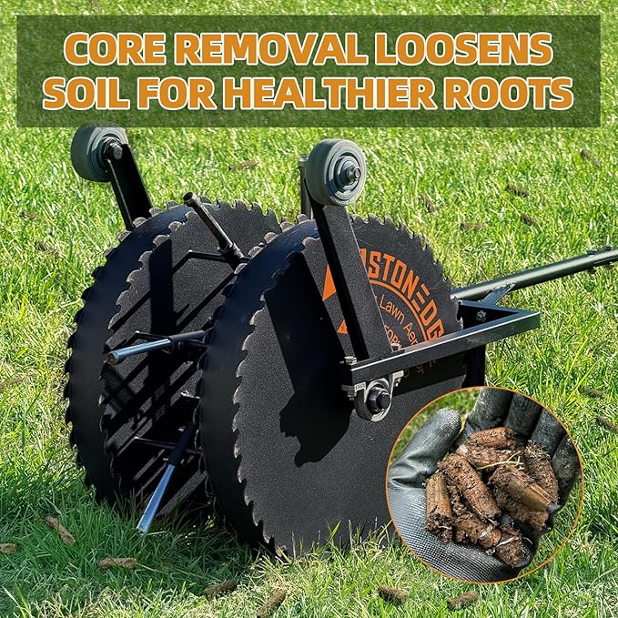 Patented Rolling Lawn Coring Aerator Yard Grass Pulling Plugs Manual Aeration Tool Push Roller Rotary Compacted Garden Soil Loosening