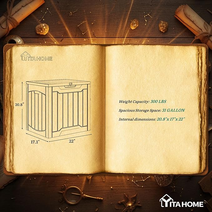 YITAHOME 31 Gallon OutdoorDeck Box, Lockable Resin Storage Box and Waterproof Package Delivery Box for Patio, Garden, Poolside, Cushions, Supplies & Sports Gear, Black