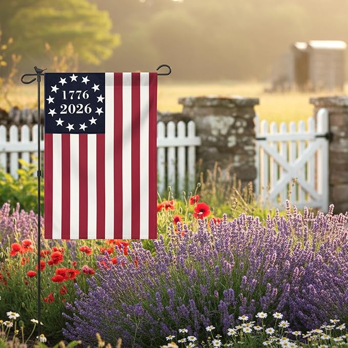 Bradford 1776 2026 Betsy Ross Garden Flag 12x18 Inch Double Side 13 Star Colonial American Flags for Yard 250th Anniversary 4th of July Memorial Day Decoration