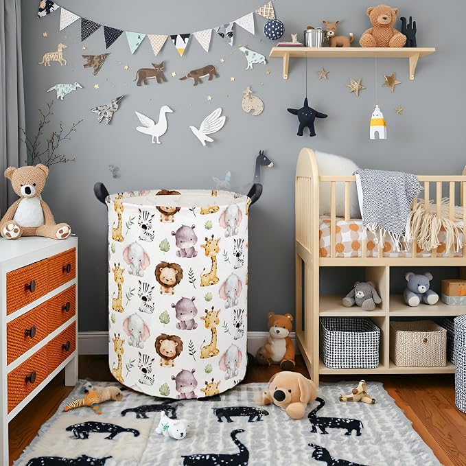 Animal Baby Laundry Basket Kids Hamper Animal Toy Storage Bin for Boys Room Decor Baby Nursery Hamper Gift Baskets for Bedroom Bathroom(Lovely Animal)