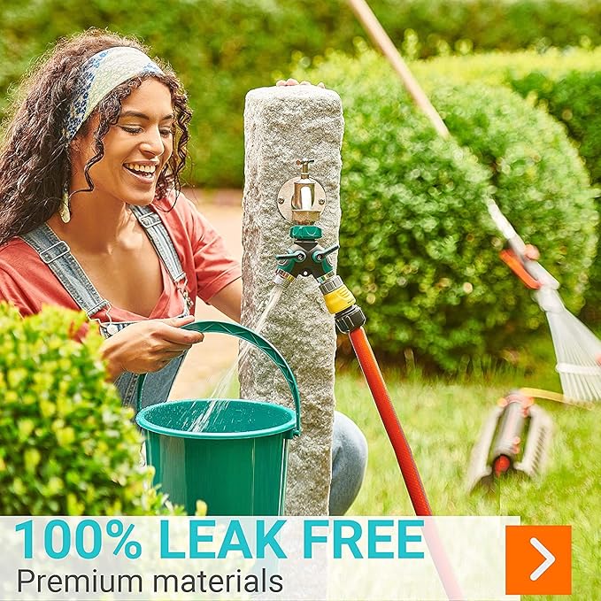 Garden Hose Splitter 2 Way Heavy Duty, Strong & Durable Garden Y Hose Splitter Connector Metal Body, Faucet Splitter, Hose Adapter, Water Tap Outdoor, Two Way Double Dual Hoses Splitter
