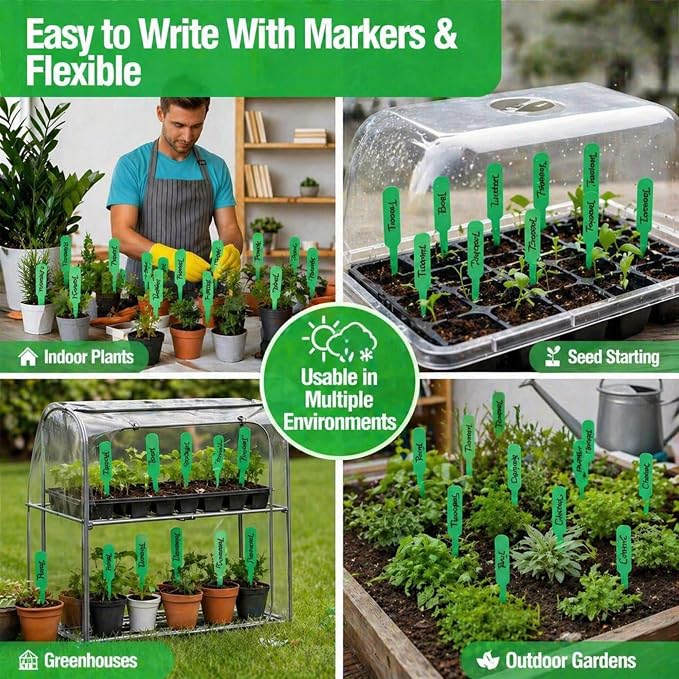 Novabright 500 Pcs Plastic Plant Labels 5 Inch Plant Name Tags for Seedlings Garden Waterproof Plants Markers Nursery Plastic Planting Tags Seed Label for Outdoor Garden Label Pot Stakes(Green)