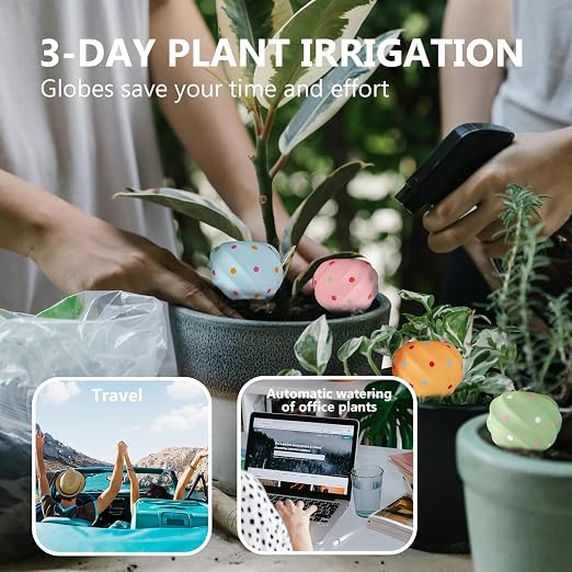 Joyeee Automatic Plant Watering Spikes 4 Pack, 210ML Terracotta Self-Watering Stakes, Vacation Plant Waterer for Potted Plants, Drip Irrigation Devices with 4 Colors Sea Spiral Design for Home Garden
