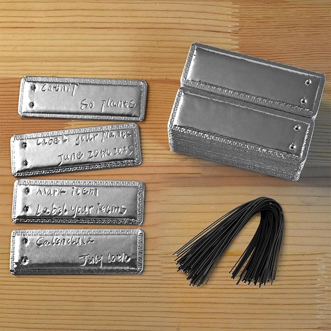 ArlinaL 50 Pack Aluminum Plant Labels, Metal Tags Outdoor for Plant Markers, Double Sided Writable Garden Tags with 6 Inch Wires