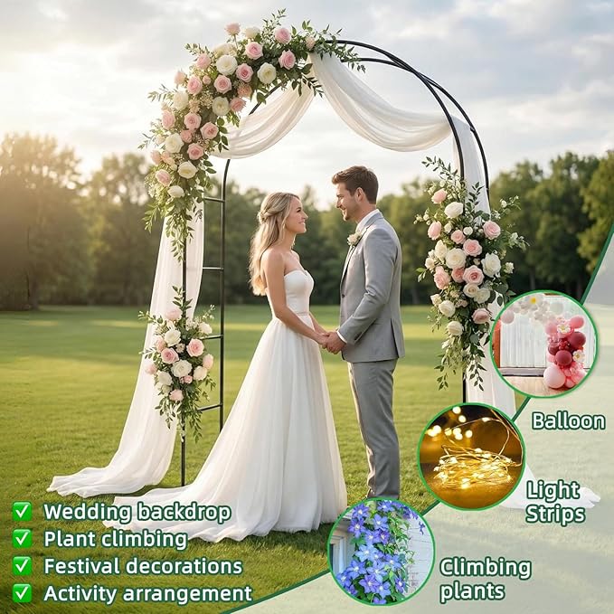Thickened Metal Garden Arch,16mm Pipe Diameter 7.6ft Heavy Duty Garden Arch Trellis for Climbing Plants Outdoor,Garden Arbor for Climbing Plants,Roses,Garden Party,Ceremony & Decorations