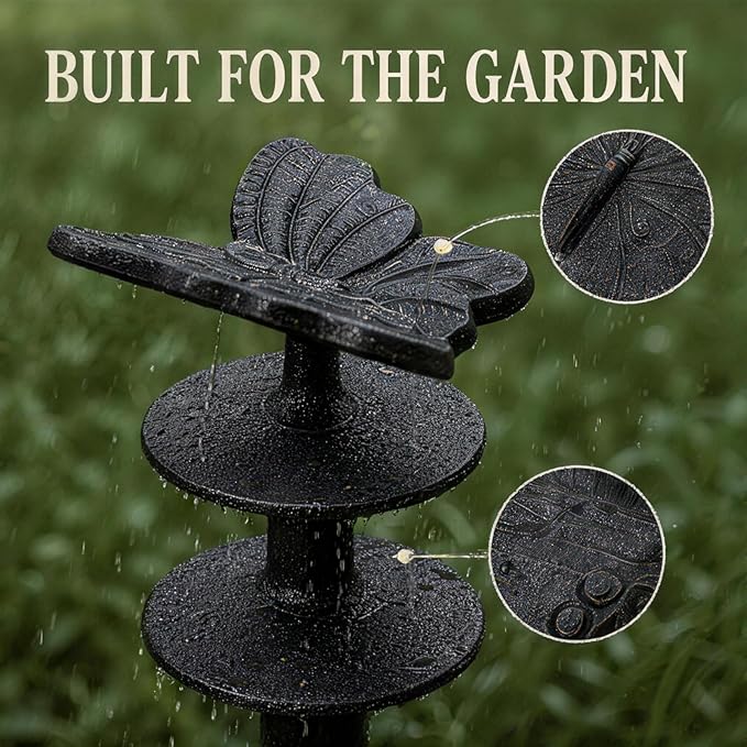 2 Pack 10.63 Inch Butterfly Shaped Cast Iron Garden Stakes Solid Yard Decor Hose Guides for Garden Stable Hose Holders for Outside Lawn Flower Bed Layout