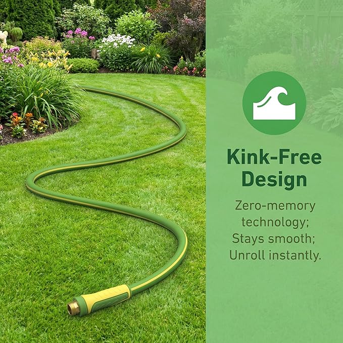 PremiumPro 75FT 5/8" Heavy Duty Reinforced Garden Hose, Large Flow,600 PSI Burst Pressure, Four Layer Hybrid Polymer Anti Kink with 360 Swivel Brass Connectors and handle for yard,washing & irrigation