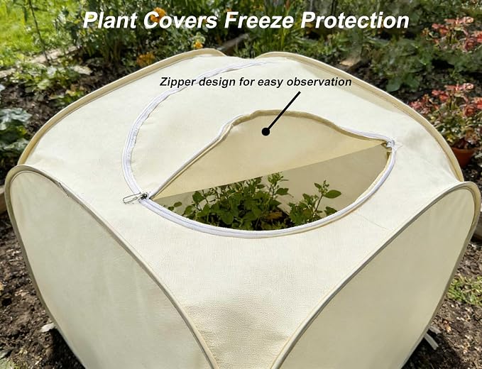 2 Pack Plant Freeze Protection Covers, Winter Shrub Frost Protection Covers for Plants in Winter Warm Plant Tent Protecting Fruit Potted Plants Tree from Freezing Animals Eating (23x23x23in)