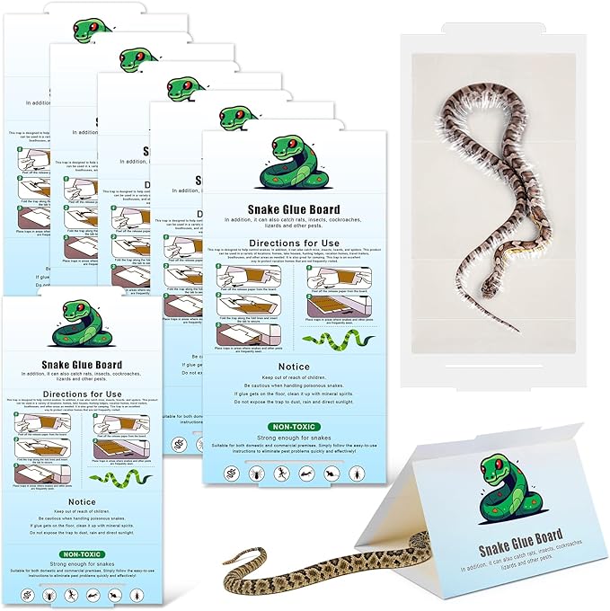 Qualirey 8 Pack Snake Glue Trap, 8 x 14 Large Sticky Snake Glue Boards for Inside Outside, Pre Scented Non Toxic Adhesive Traps with Enhanced Stickiness for Mouse Rat Lizard, Pet Safe Easy to Use