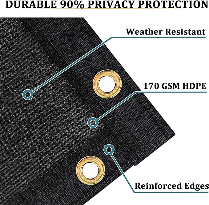Shade&Beyond 5'x47' Black Privacy Screen Fence Cover 170 GSM Fencing Mesh Fence Panel for Wall Garden Yard Backyard Indoor Outdoor Home Decoration