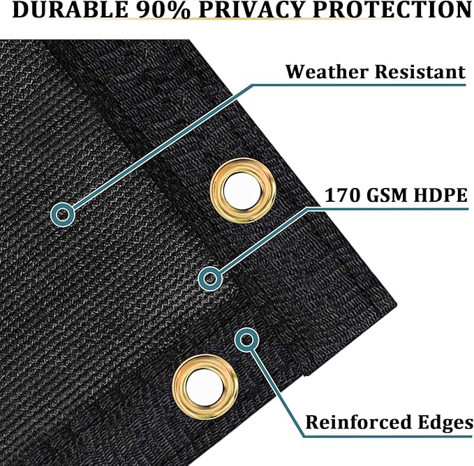 Shade&Beyond 4'x88' Black Privacy Screen Fence Cover 170 GSM Fencing Mesh Fence Panel for Wall Garden Yard Backyard Indoor Outdoor Home Decoration