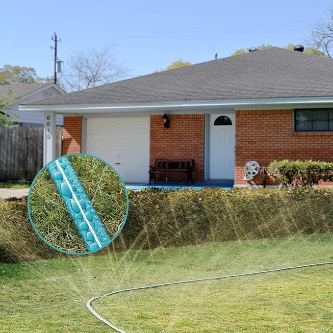 LINEX Sprinkler Soaker Hose 75 ft 2 pack for Garden Lawn Watering Hose with Stakes
