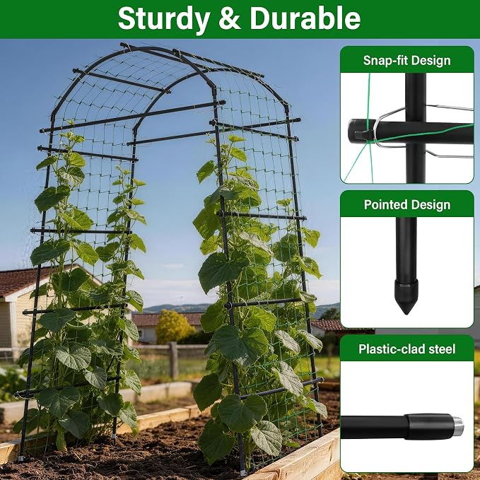 Garden Arch Trellis for Climbing Plants, Adjustable Tunnel Trellis 7.4FT Tall & 2.8 FT Depth, Metal Plant Support Garden Trellis Arch for Outdoor Climbing Vine,Vegetable, Fruit, Flower