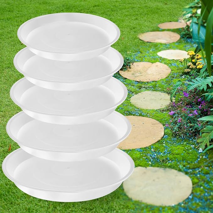 U0U 5 Size Round Stepping Stone Mold,8.7" 9.25" 10" 11.4" 12.6" Stepping Stone Molds for Concrete,White Plastic Concrete Molds for Casting Garden Pathmate Precast and Forms Walkway