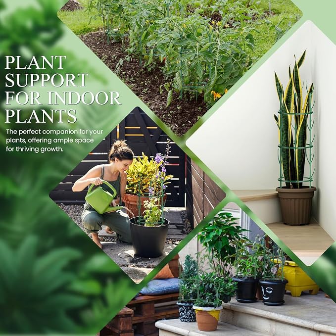 18 Pack Plant Support Stakes & Plant Cage Support Rings, Plant Stakes for Indoor Plants, Stackable Garden Flower Support for Potted Plants, Succulents, Aloe, Small Plants