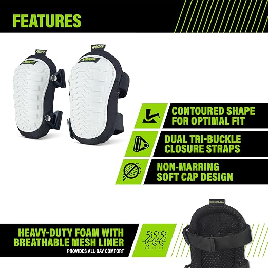 AWP Non-Marring Knee Pads with Heavy Duty Foam Padding for Sub-Floor/Underlayment and Tile, Knee Pads with Breathable Air-Mesh Interior for All-Day Support & Stability, One Size | 1L-324-1