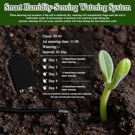 Topotdor Automatic Indoor Plant Waterer for 15 Potted Plants, Self Watering System Drip Irrigation Kit with Programmable Timer & Smart Humidity Detection
