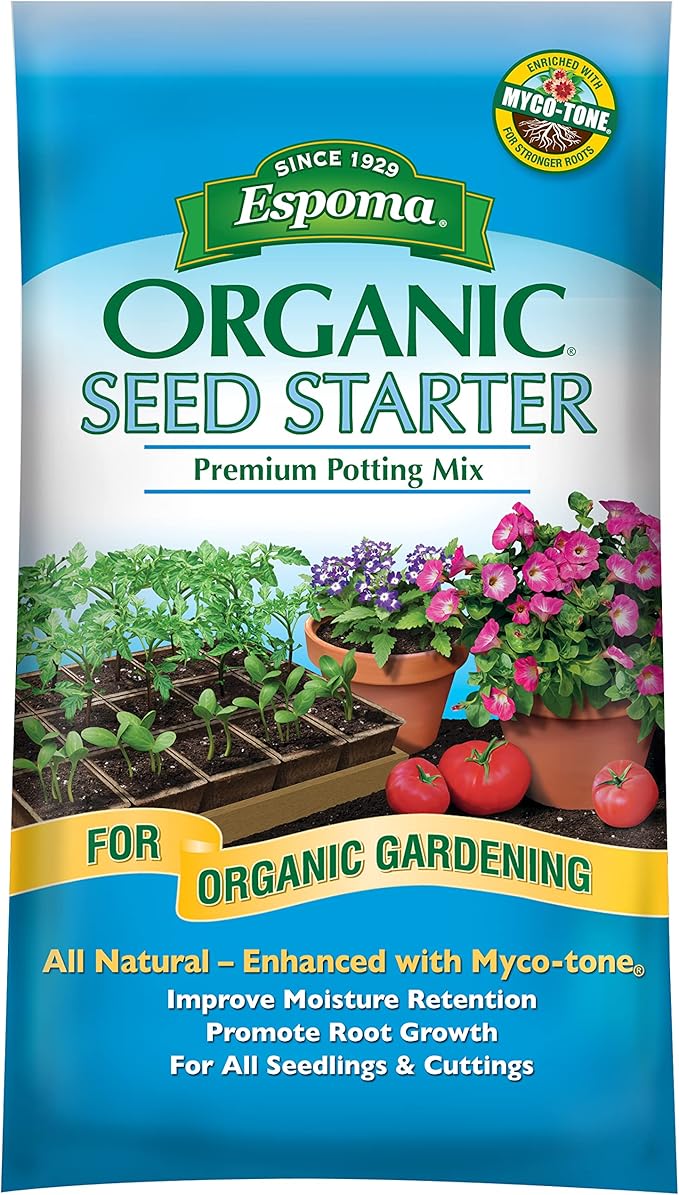 Espoma Organic Seed Starter Premium Potting Soil Mix - All Natural & Organic Seed Starting Mix with Mycorrhizae. for Organic Gardening, 16 qt, Pack of 2