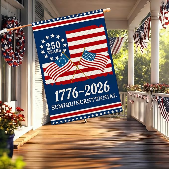 250 Anniversary Usa Garden Flags for Outside, 250 Anniversary USA Flag 1776-2026 Commemorative Patriotic Yard Sign Outdoor Stars & Stripes Design Banner 4th of July Decorations Double Sided Waterproof 250 Year American Flag 28x40 Inch