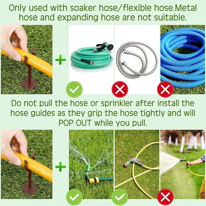 Taiyin 30 Pcs 3/4'' Garden Hose Holder Brackets Garden Guide Holder Decorative Outdoor Guide Stakes Support Spike Plant Tool to Keep off Lawn for Yard (Brown)