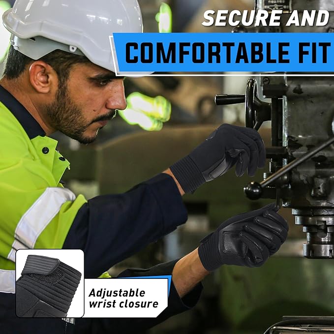 HANDLANDY Work Gloves for Men & Women, Utility Mechanic Working Gloves Touch Screen, Flexible Gardening Gloves for Yard