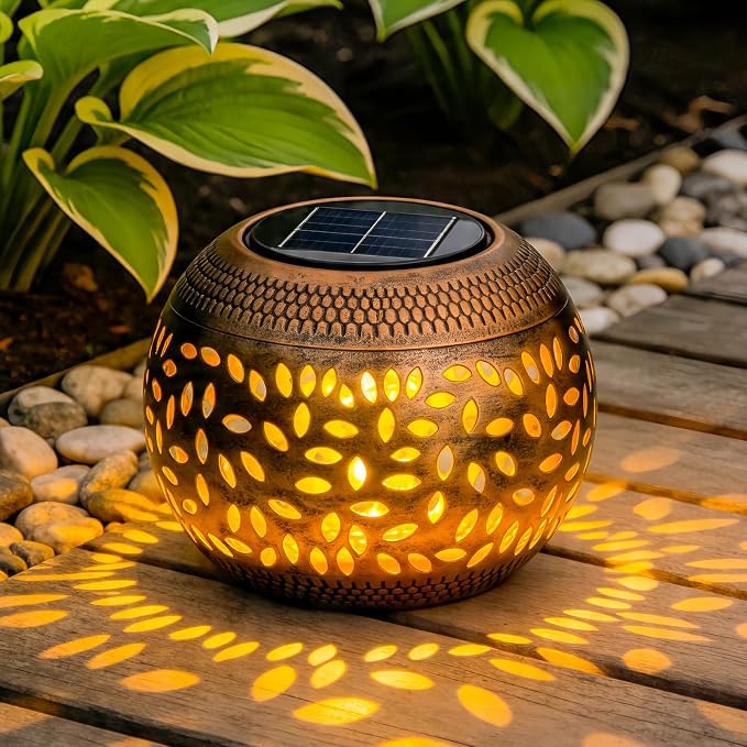 JMEXSUSS Solar Lanterns Outdoor Waterproof, Outdoor Lanterns for Porch, Solar Table Lamps for Outside Patio, Garden, Camping, Desk, Yard, Copper